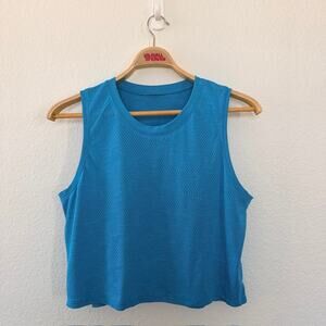 Lululemon Train to Be Tank Top Turquoise Tide Blue Camo Dot Women's 12 READ